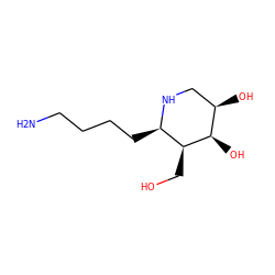 NCCCC[C@H]1NC[C@@H](O)[C@@H](O)[C@H]1CO ZINC000653693860