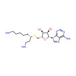 NCCCCC[C@@H](CCN)SC[C@H]1O[C@@H](n2cnc3c(N)ncnc32)[C@H](O)[C@@H]1O ZINC000013522335