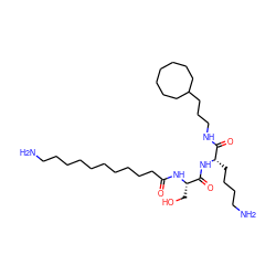 NCCCCCCCCCCC(=O)N[C@@H](CO)C(=O)N[C@@H](CCCCN)C(=O)NCCCC1CCCCCCC1 ZINC000029218090