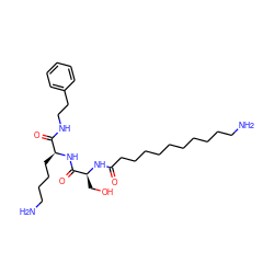 NCCCCCCCCCCC(=O)N[C@@H](CO)C(=O)N[C@@H](CCCCN)C(=O)NCCc1ccccc1 ZINC000013761919