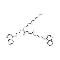 NCCCCCCCCN(CCCNc1ccnc2ccccc12)C(=O)/C=C/C(=O)NCCCNc1ccnc2ccccc12 ZINC000028650121