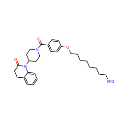 NCCCCCCCCOc1ccc(C(=O)N2CCC(N3C(=O)CCc4ccccc43)CC2)cc1 ZINC000013832055