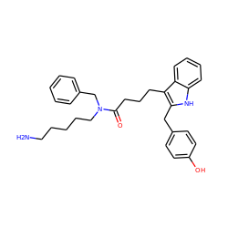 NCCCCCN(Cc1ccccc1)C(=O)CCCc1c(Cc2ccc(O)cc2)[nH]c2ccccc12 ZINC000028825933