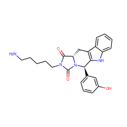 NCCCCCN1C(=O)[C@@H]2Cc3c([nH]c4ccccc34)[C@@H](c3cccc(O)c3)N2C1=O ZINC000028965329