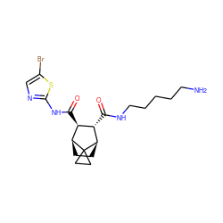 NCCCCCNC(=O)[C@H]1[C@H](C(=O)Nc2ncc(Br)s2)[C@@H]2CC[C@H]1C21CC1 ZINC000168556160