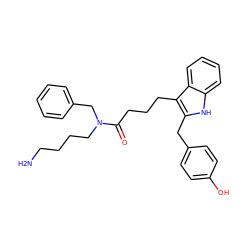 NCCCCN(Cc1ccccc1)C(=O)CCCc1c(Cc2ccc(O)cc2)[nH]c2ccccc12 ZINC000028825890