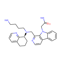 NCCCCN(Cc1nccc2c3ccccc3n(CC(N)=O)c12)[C@H]1CCCc2cccnc21 ZINC000149490071