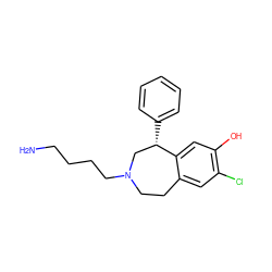 NCCCCN1CCc2cc(Cl)c(O)cc2[C@@H](c2ccccc2)C1 ZINC000013743898