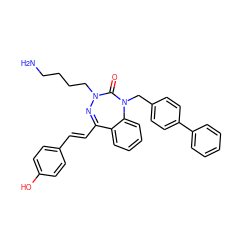 NCCCCN1N=C(/C=C/c2ccc(O)cc2)c2ccccc2N(Cc2ccc(-c3ccccc3)cc2)C1=O ZINC001772607659