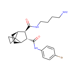 NCCCCNC(=O)[C@@H]1[C@@H]2C=C[C@H]([C@H]1C(=O)Nc1ccc(Br)cc1)C21CC1 ZINC000168536264