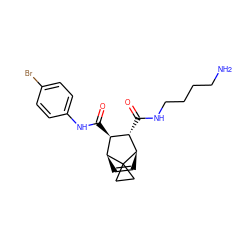 NCCCCNC(=O)[C@H]1[C@H](C(=O)Nc2ccc(Br)cc2)[C@@H]2C=C[C@H]1C21CC1 ZINC000168543997