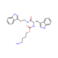 NCCCCOC(=O)N[C@@H](Cc1c[nH]c2ccccc12)C(=O)NCCc1c[nH]c2ccccc12 ZINC000029569807