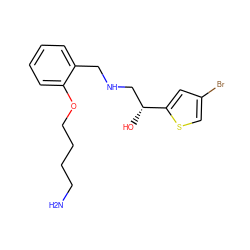 NCCCCOc1ccccc1CNC[C@@H](O)c1cc(Br)cs1 ZINC000014967015