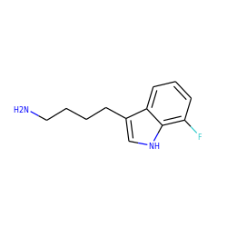 NCCCCc1c[nH]c2c(F)cccc12 ZINC000074185477