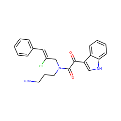 NCCCN(C/C(Cl)=C/c1ccccc1)C(=O)C(=O)c1c[nH]c2ccccc12 ZINC000028825844