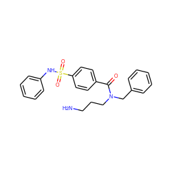 NCCCN(Cc1ccccc1)C(=O)c1ccc(S(=O)(=O)Nc2ccccc2)cc1 ZINC000299819714