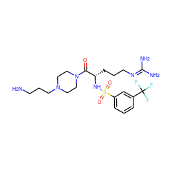 NCCCN1CCN(C(=O)[C@H](CCCN=C(N)N)NS(=O)(=O)c2cccc(C(F)(F)F)c2)CC1 ZINC000016051611