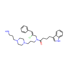 NCCCN1CCN(CCCN(C/C(Cl)=C/c2ccccc2)C(=O)CCCc2c[nH]c3ccccc23)CC1 ZINC000028826271