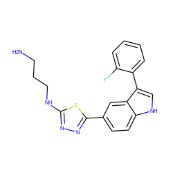 NCCCNc1nnc(-c2ccc3[nH]cc(-c4ccccc4F)c3c2)s1 ZINC000204754219