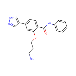 NCCCOc1cc(-c2cn[nH]c2)ccc1C(=O)Nc1ccccc1 ZINC000212412814