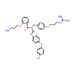 NCCCOc1ccccc1C(=O)N(Cc1ccc(OCCCN=C(N)N)cc1)c1nc2ccc(Oc3ccc(O)cc3)cc2s1 ZINC000049669720