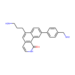 NCCCc1cc2cc[nH]c(=O)c2c2cc(-c3ccc(CN)cc3)ccc12 ZINC000028955880