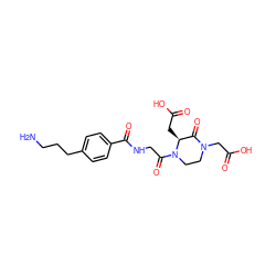 NCCCc1ccc(C(=O)NCC(=O)N2CCN(CC(=O)O)C(=O)[C@@H]2CC(=O)O)cc1 ZINC000013778012