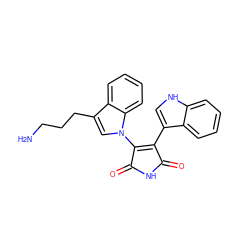 NCCCc1cn(C2=C(c3c[nH]c4ccccc34)C(=O)NC2=O)c2ccccc12 ZINC000029125878