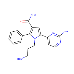 NCCCn1c(-c2ccnc(N)n2)cc(C(N)=O)c1-c1ccccc1 ZINC000064528422