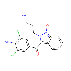 NCCCn1c(C(=O)c2cc(Cl)c(N)c(Cl)c2)c2ccccc2[n+]1[O-] ZINC000036383467