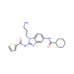 NCCCn1c(NC(=O)c2cccs2)nc2cc(NC(=O)C3CCCCC3)ccc21 ZINC000028822800