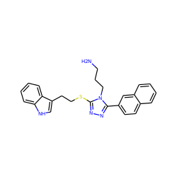 NCCCn1c(SCCc2c[nH]c3ccccc23)nnc1-c1ccc2ccccc2c1 ZINC000028459404