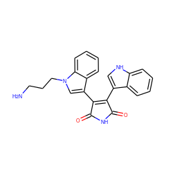 NCCCn1cc(C2=C(c3c[nH]c4ccccc34)C(=O)NC2=O)c2ccccc21 ZINC000002560261