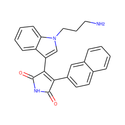 NCCCn1cc(C2=C(c3ccc4ccccc4c3)C(=O)NC2=O)c2ccccc21 ZINC000029125070