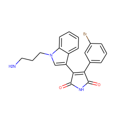 NCCCn1cc(C2=C(c3cccc(Br)c3)C(=O)NC2=O)c2ccccc21 ZINC000029124640