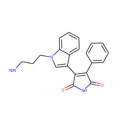 NCCCn1cc(C2=C(c3ccccc3)C(=O)NC2=O)c2ccccc21 ZINC000029124941