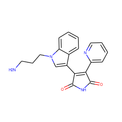 NCCCn1cc(C2=C(c3ccccn3)C(=O)NC2=O)c2ccccc21 ZINC000029124879