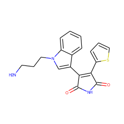 NCCCn1cc(C2=C(c3cccs3)C(=O)NC2=O)c2ccccc21 ZINC000029124704