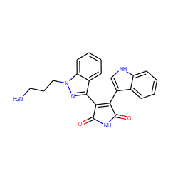 NCCCn1nc(C2=C(c3c[nH]c4ccccc34)C(=O)NC2=O)c2ccccc21 ZINC000029125832