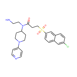 NCCN(C(=O)CCS(=O)(=O)c1ccc2cc(Cl)ccc2c1)C1CCN(c2ccncc2)CC1 ZINC000029132077