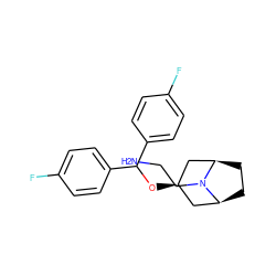 NCCN1[C@H]2CC[C@@H]1C[C@H](OC(c1ccc(F)cc1)c1ccc(F)cc1)C2 ZINC000101061044