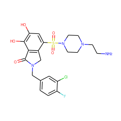 NCCN1CCN(S(=O)(=O)c2cc(O)c(O)c3c2CN(Cc2ccc(F)c(Cl)c2)C3=O)CC1 ZINC000095558552