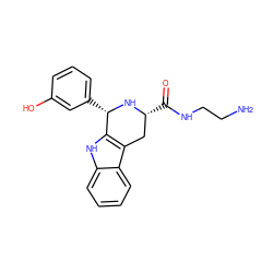 NCCNC(=O)[C@@H]1Cc2c([nH]c3ccccc23)[C@H](c2cccc(O)c2)N1 ZINC000049588904