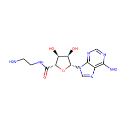 NCCNC(=O)[C@H]1O[C@@H](n2cnc3c(N)ncnc32)[C@H](O)[C@@H]1O ZINC000012405551