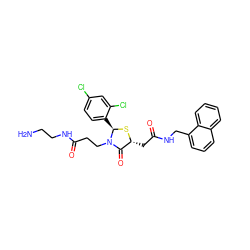 NCCNC(=O)CCN1C(=O)[C@@H](CC(=O)NCc2cccc3ccccc23)S[C@@H]1c1ccc(Cl)cc1Cl ZINC000029391884