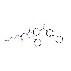 NCCNC(=O)CN1CN(c2ccccc2)C2(CCN(C(=O)c3ccc(C4CCCCC4)cc3)CC2)C1=O ZINC000066252105