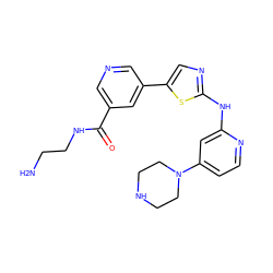 NCCNC(=O)c1cncc(-c2cnc(Nc3cc(N4CCNCC4)ccn3)s2)c1 ZINC000034839922