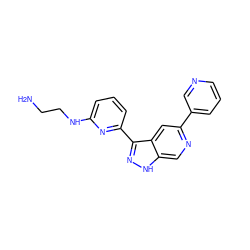 NCCNc1cccc(-c2n[nH]c3cnc(-c4cccnc4)cc23)n1 ZINC000205266821