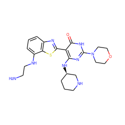 NCCNc1cccc2nc(-c3c(N[C@@H]4CCCNC4)nc(N4CCOCC4)[nH]c3=O)sc12 ZINC000299820510