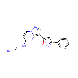 NCCNc1ccn2ncc(-c3cc(-c4ccccc4)no3)c2n1 ZINC000096286379